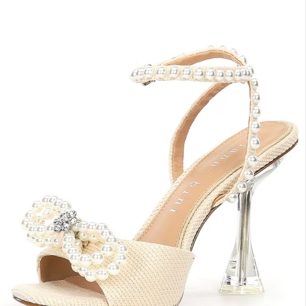 Gianni Bini Cream Heels with Pearl Bow